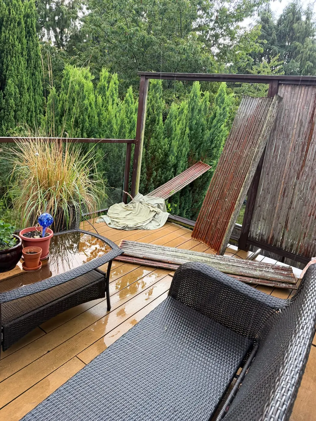 First rain on the finished screen.