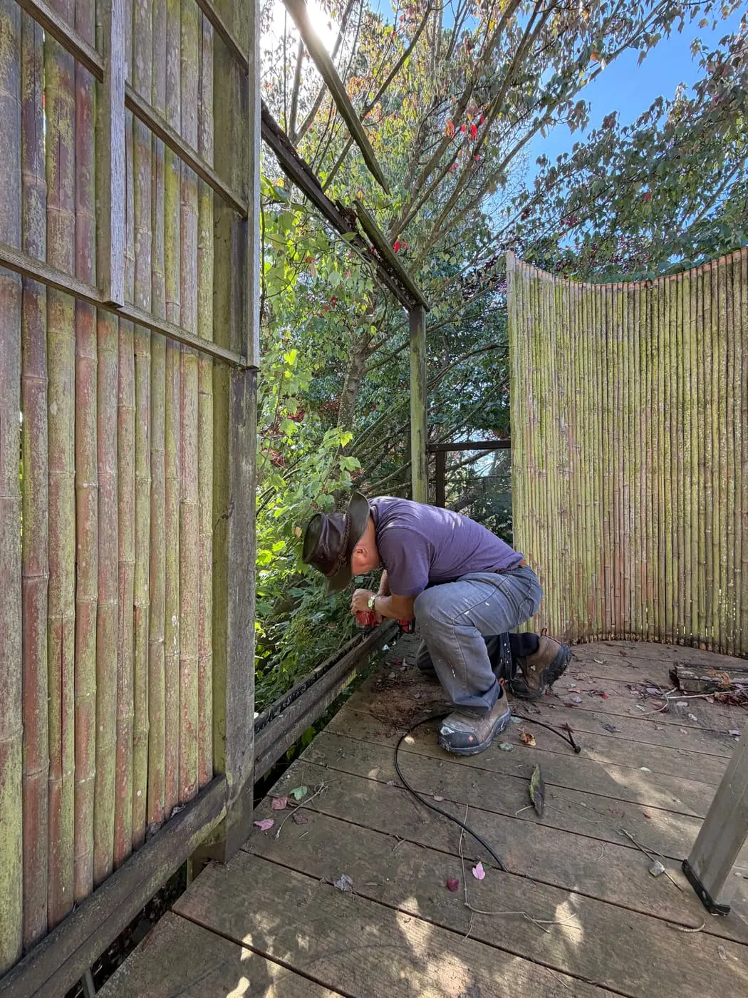 Stripping the failed trim off panel by panel.