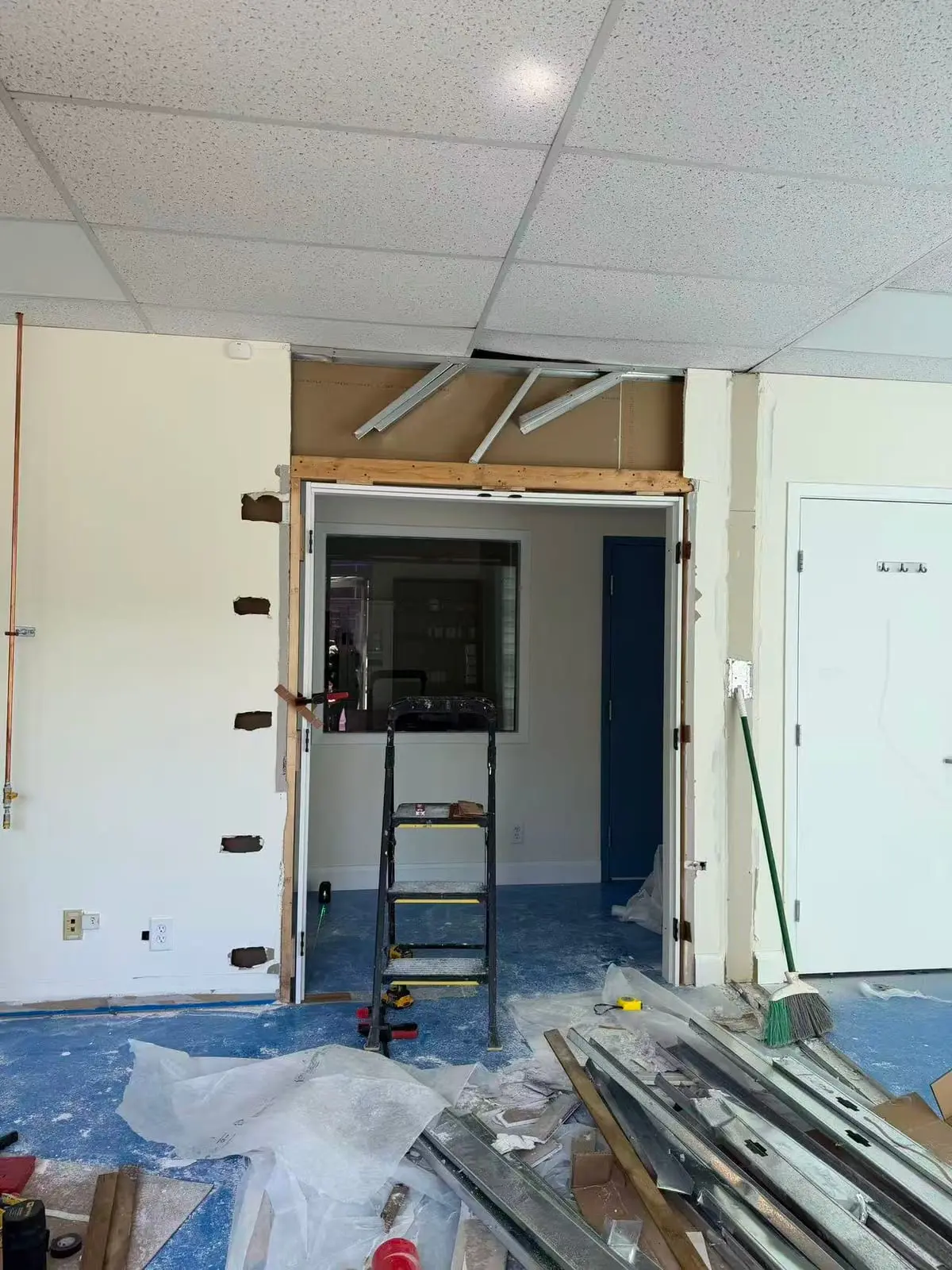 The opening before the double swing doors were fitted.